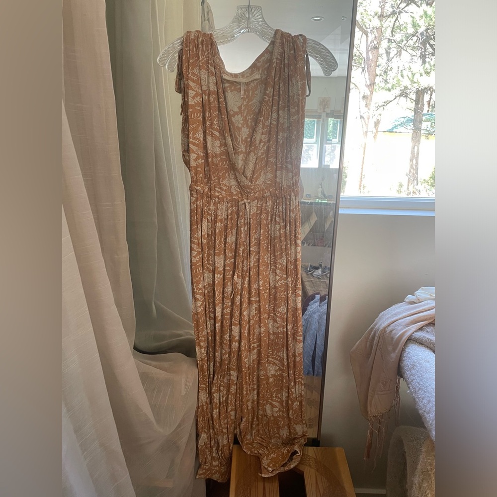 Free people orange patterned jumpsuit